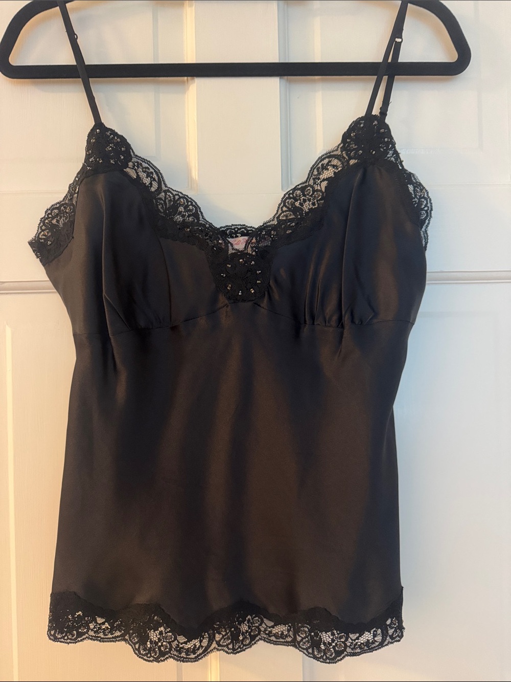 Gold Hawk - Black Lace Trim Satin Cami